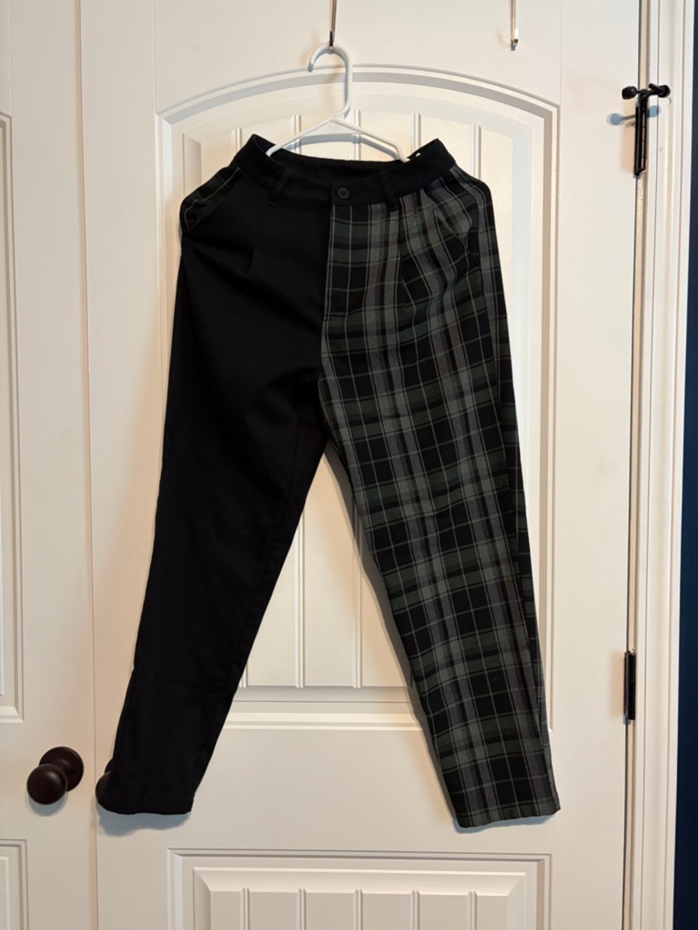 Women’s  Two-Tone Black and Green Plaid Pants